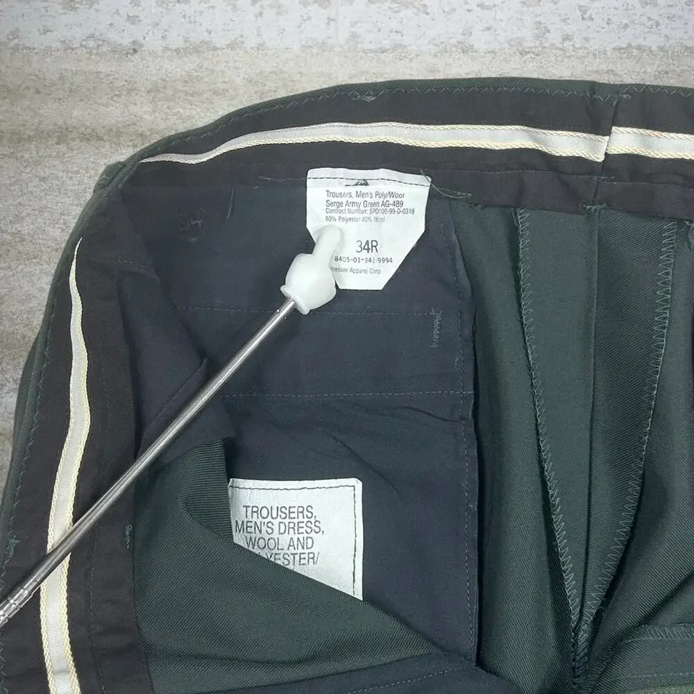 Vintage 90s Military Dress Pants 34x30 Baggy Wide Leg Fit Surge Green Flat Front